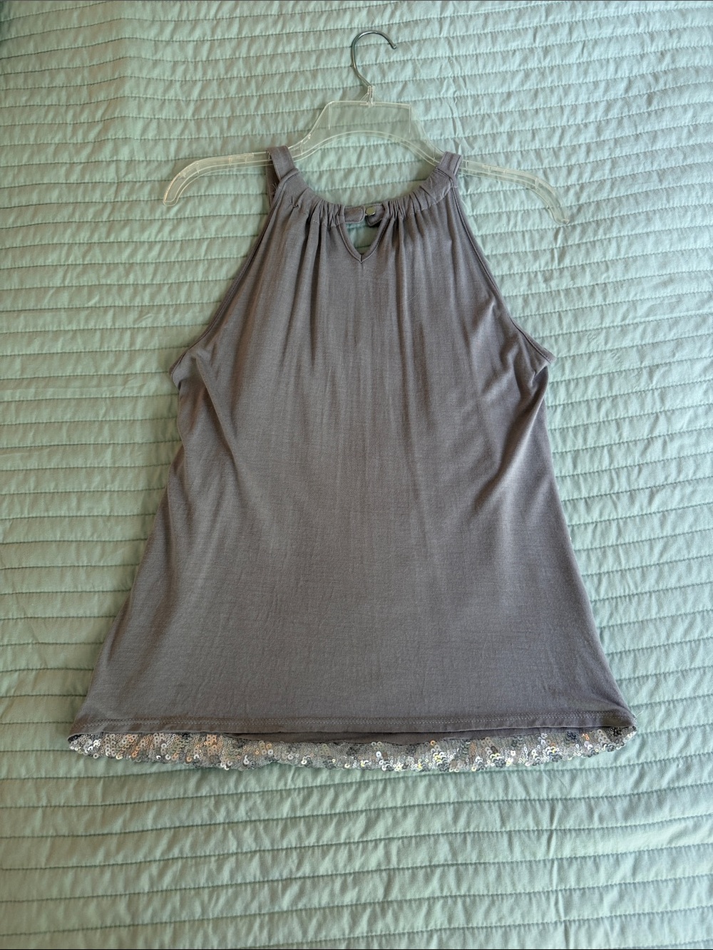 INC International Concepts Silver Sequin Halter Neck Camisole - Picture 2 of 2